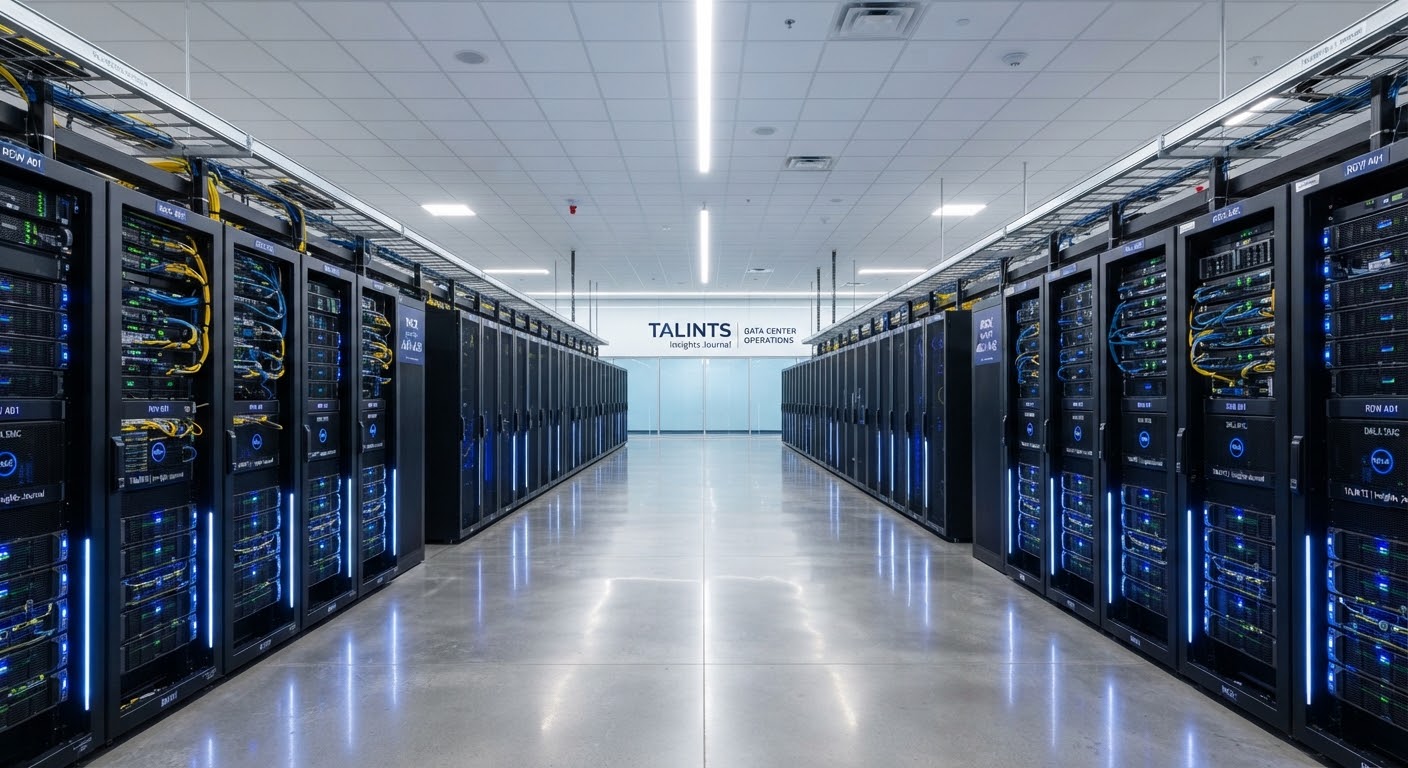 Allée centrale entre des baies informatiques dans un Data Center
